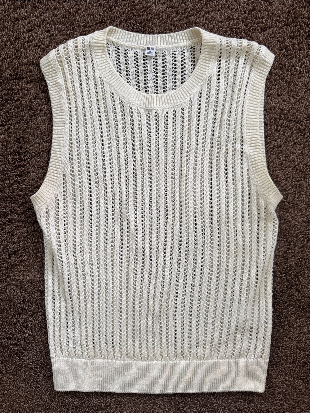 Uniqlo Cream Open-Knit Sleeveless Sweater Vest